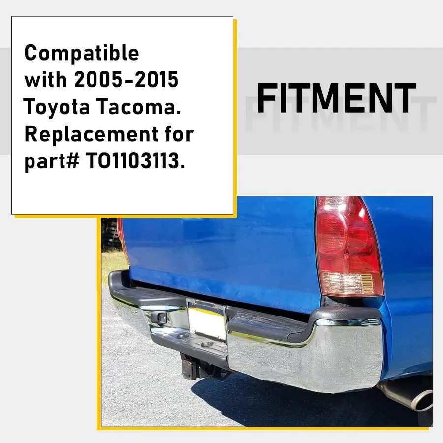 Rear Bumper Compatible With 20052015 Toyota Tacoma TO1103113 Bumper Assembly With Pads Brackets and License Plate Lights Steel