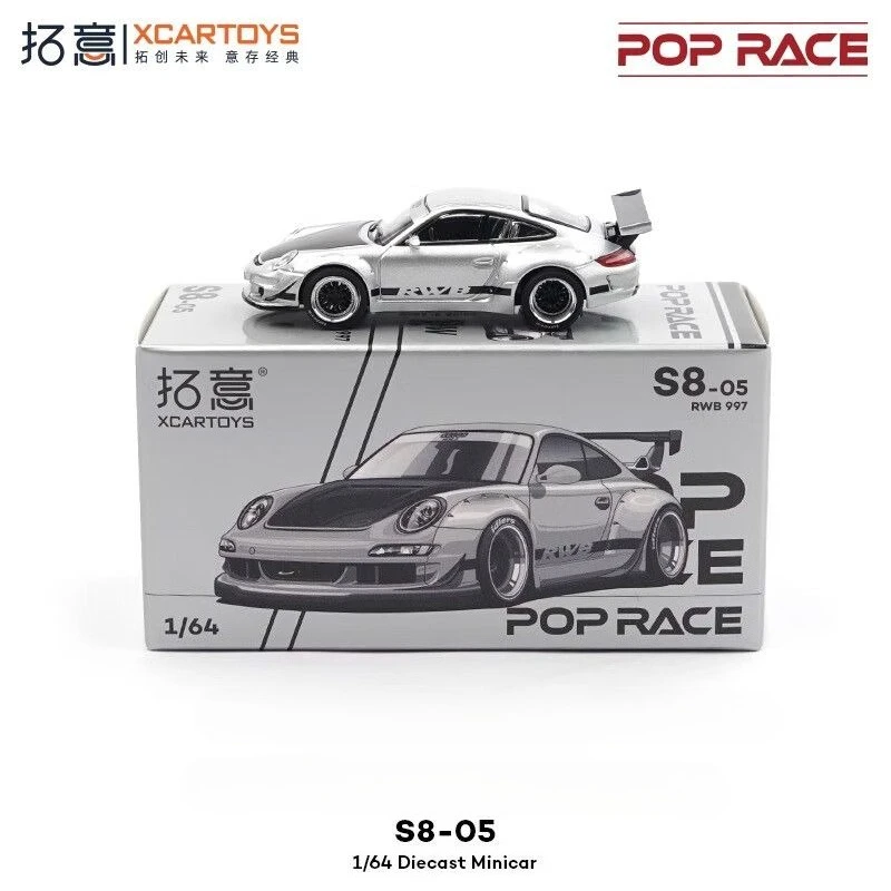 

Xcartoys POPRACE 1/64 Porsche RWB997 Silver S8-05 Alloy Car Model Collection