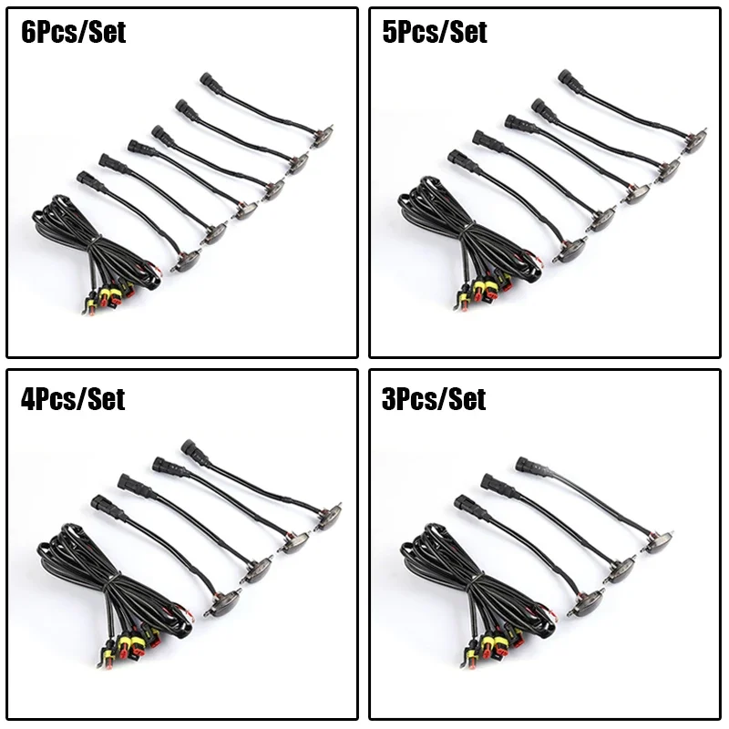3/4/5/6Pcs-Set Universal LED Car Lights Front LED Grille Lights With Harness For Ford Toyota Pickup Off-Road SUV Car Accessories