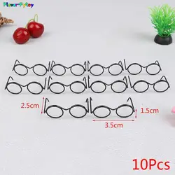 /12pcs Mode runden Rahmen Linsen lose Retro coole Puppe Brille für Puppe 30cm runden Rahmen keine Linse Retro coole Puppe Brille schwarz