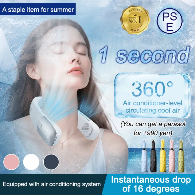 Kipas Leher Portabel Pendingin Leher Mini Kipas Leher Gantung Tanpa Bilah 4000MAh USB Kipas Pendingin Es Isi Ulang dengan Tampilan Digital LED