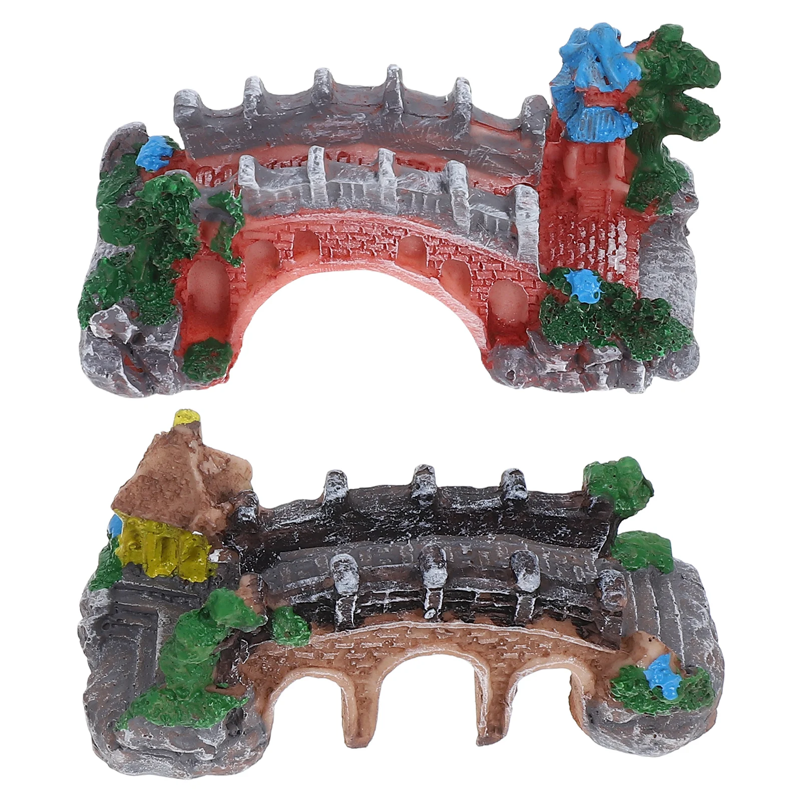 

2 Retro Bridge naments Resin Micro L Decoration for Terrarium Fairy Garden Miniature Accessories Tiny Bridge