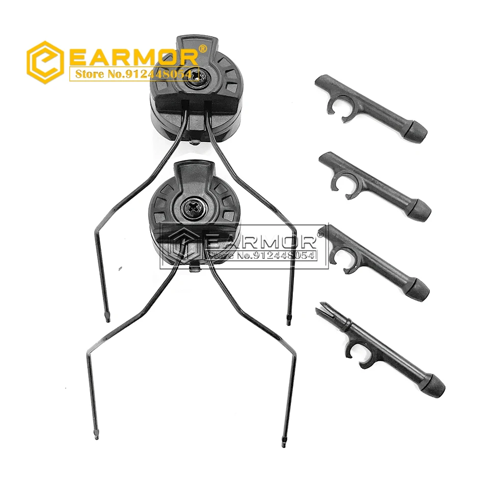 Earmor Earphone Curved Helmet Rail Adapter for 360 Degree Rotation of PELT Comtac Earphones