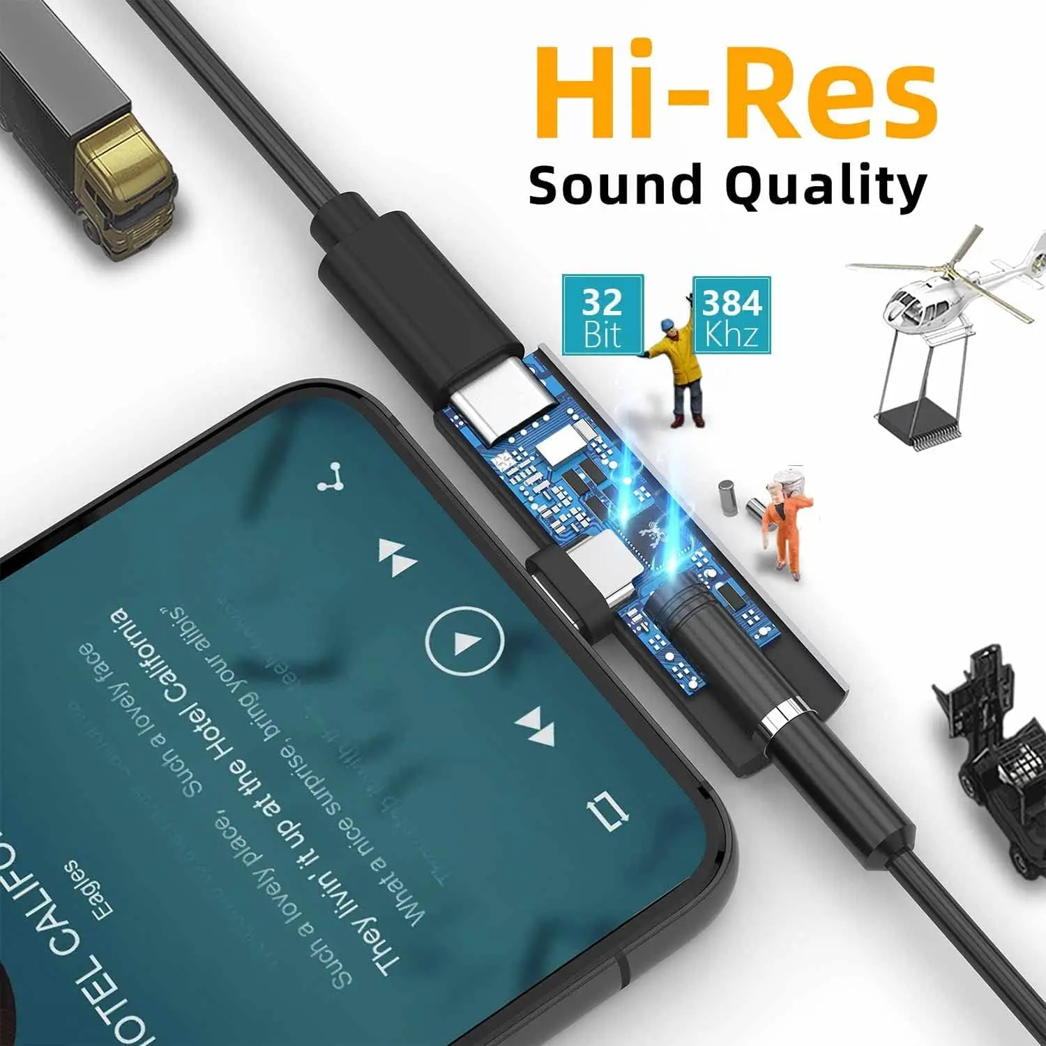 10개입 2-in-1 USB-C to 3.5mm 헤드폰 어댑터 HiFi DAC 및 27W 고속 충전 기능 아이폰 15, 갤럭시 S23/S22, 픽셀 6/5 호환