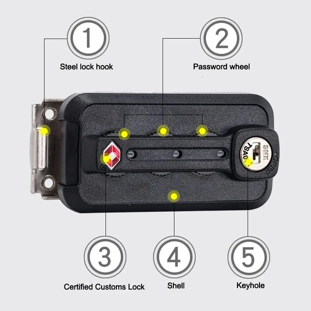 TSA 3 Digit Combination Lock Anti theft Lock Catch Suitcase Luggage Coded Lock Padlock Security Tool Customs Password Lock