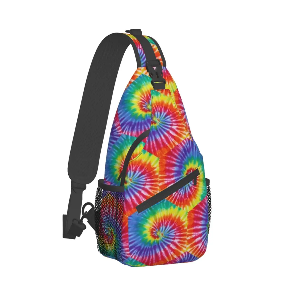 

Psychedelic Tie Dye Chest Bags Male Hippie Style Graphic Shoulder Bag Novelty School Small Bag Cycling Motorcycle Sling Bags