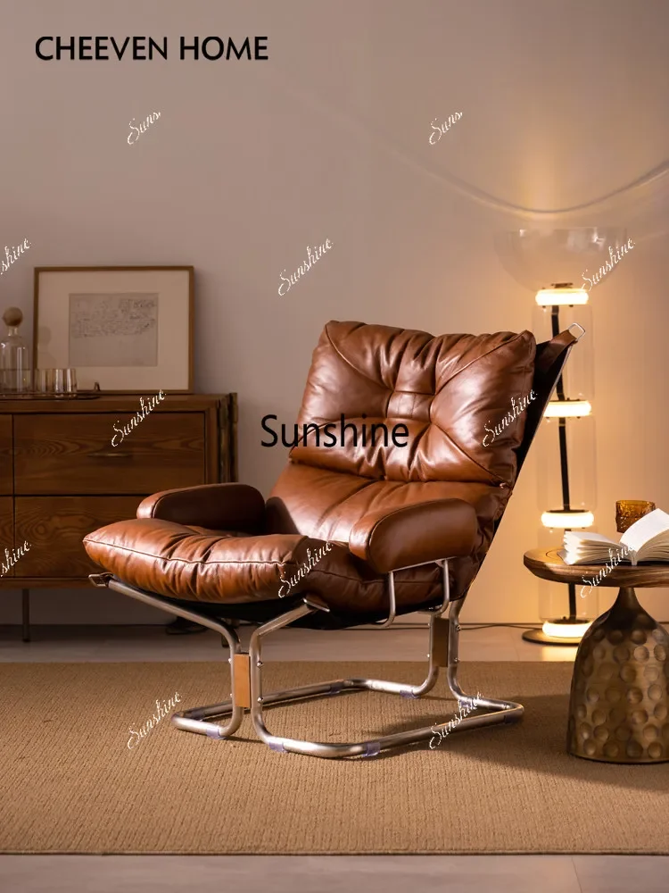 Medieval leather single sofa bedroom lazy recliner T*