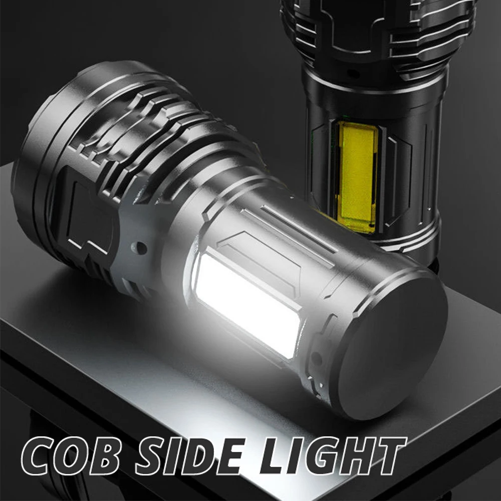 Linterna súper brillante de 8Led, potente linterna Led, luz lateral COB recargable, 4 modos, aventura al aire libre, 3 en 1