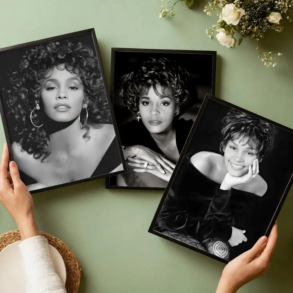 W-Whitney H-Houston Music Poster Waterproof Wall Art Sticker for Home Bar Decoration