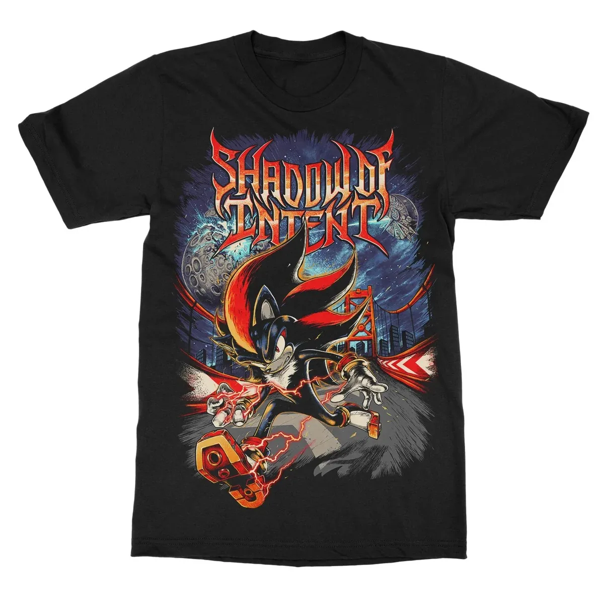 Shadow of Intent Anime Crossover Hedgehog Dark Metal Theme Print T‑Shirt, Equipped with Eye‑catching