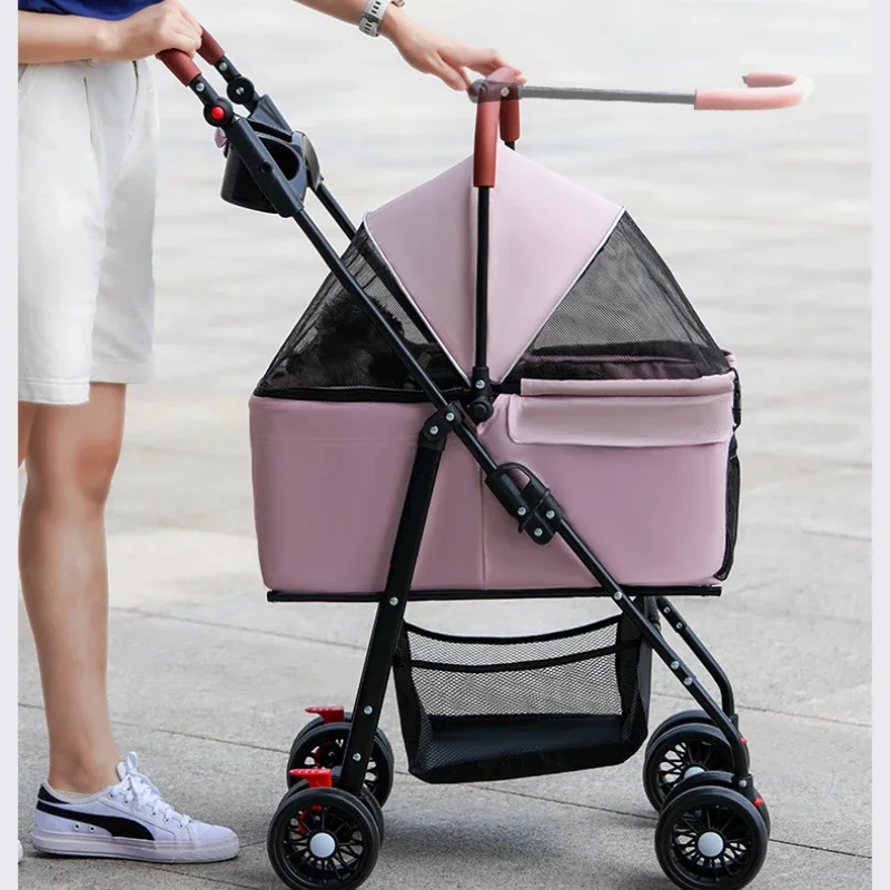 Pet Cart Dog Cat Trolley Out Small Pet Cart Lightweight Foldable Outdoor Travel