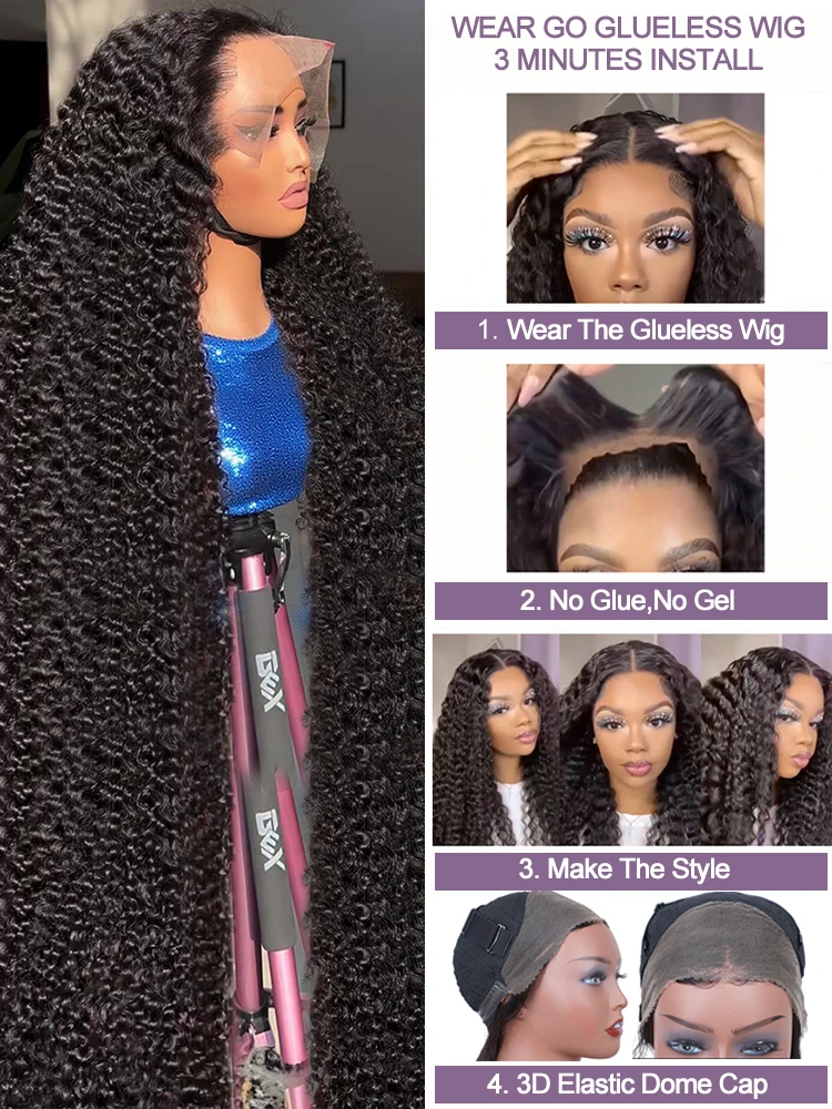 250 Density Curly Wigs Human Hair 100 Water Wave Black 13X6  Hd Lace Front Deep Wave Glueless Human Hair Wig Natural Female Wig