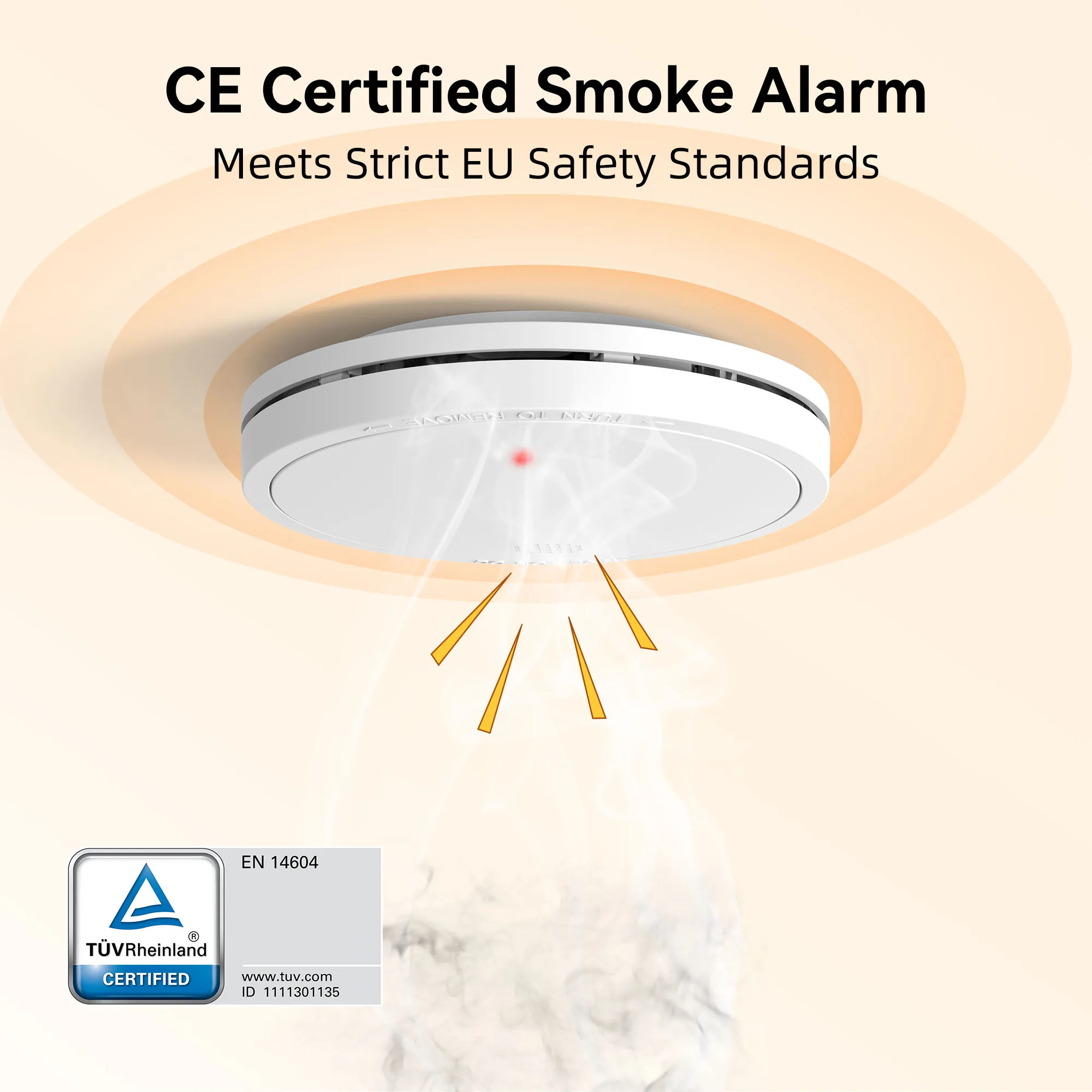 CHZHVAN Independent Smoke Alarm Conforms to EN 14604 Standard with 10 Year battery Home security protection system Fire Detector