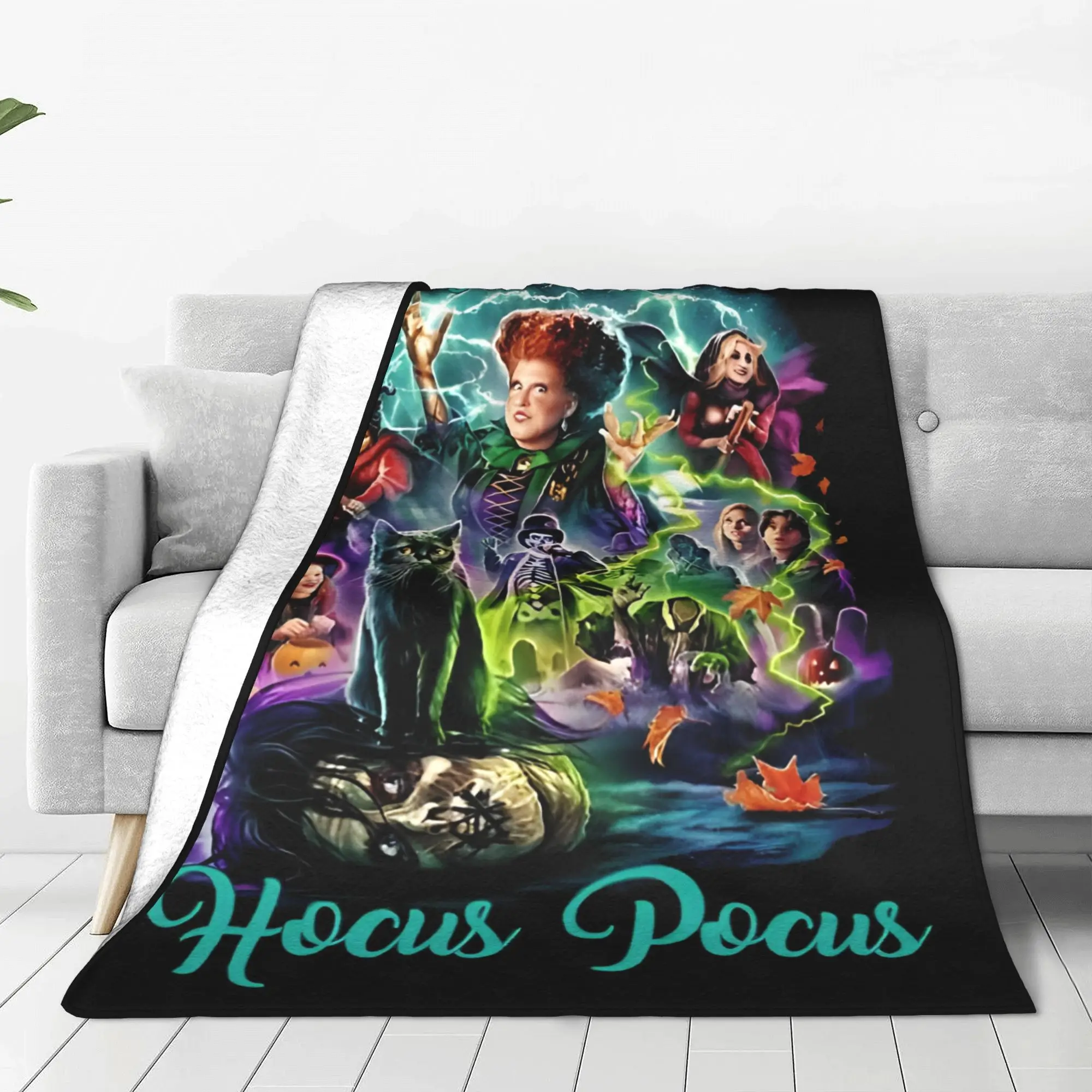 Hocus Pocus Sanderson Sisters Blanket Cover Horror Witch Halloween Flannel Throw Blanket Printed Ultra-Soft Portable Rug Piece