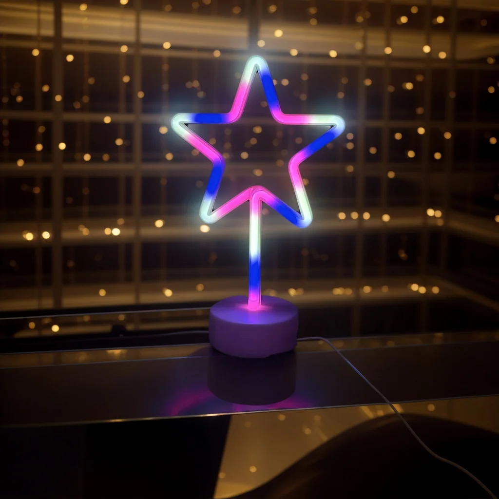 Star Neon Sign for Home Decor Independence Day Wedding Party Summer Beach Vacation Decorative Lights
