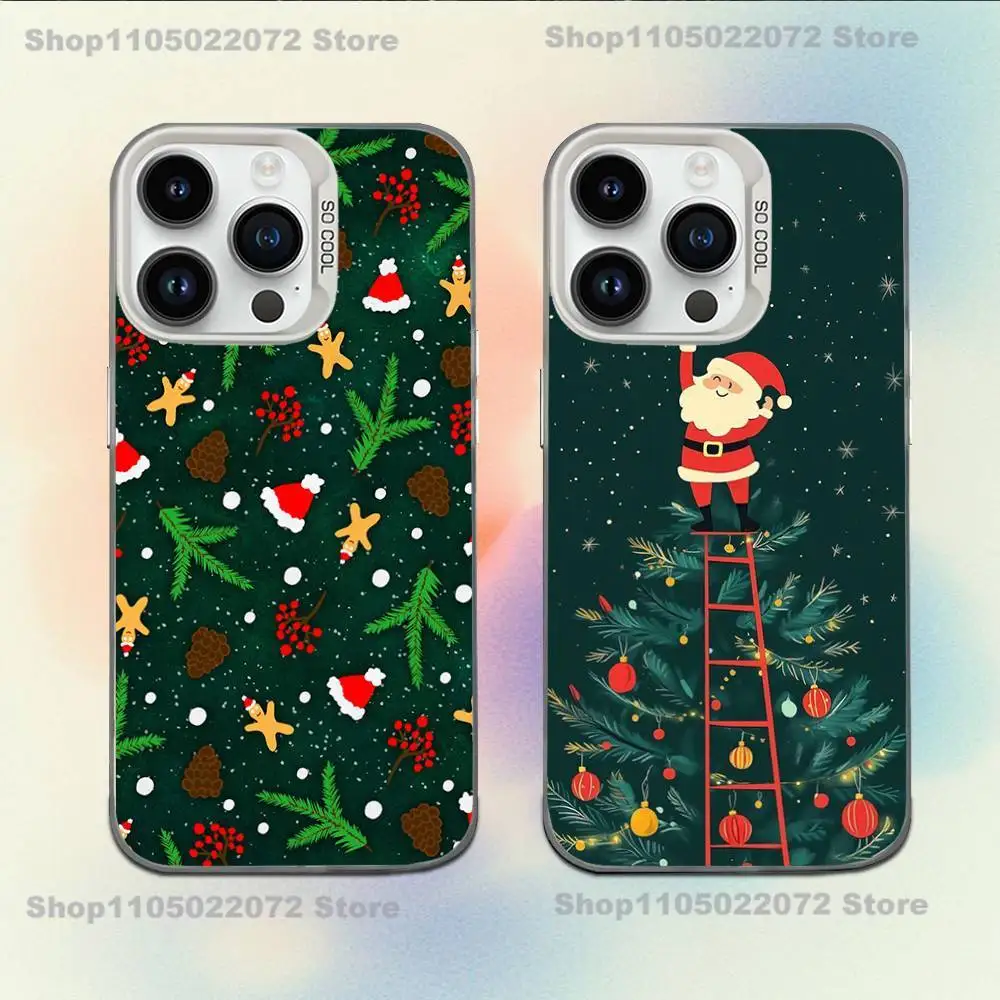

Cartoon Christmas Style Phone Case For iPhone 16,15,14,13,12,11,Mini,Pro,E,MAX White Candy Matte Shockproof Cover