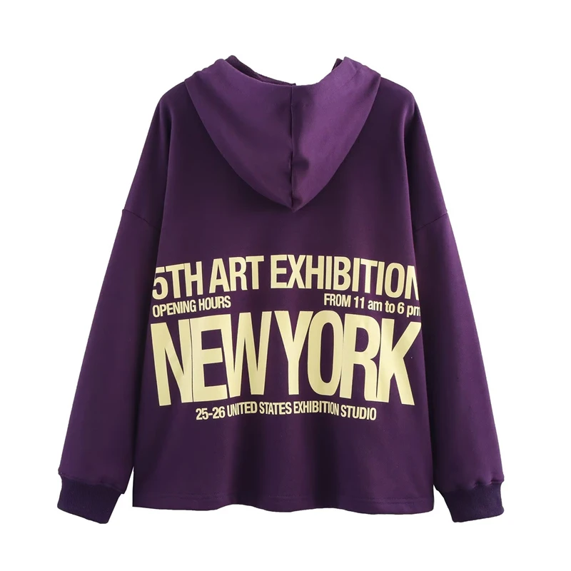 KEYANKETIAN خريف جديد المرأة عادية فضفاض رسالة مطبوعة البلوز مع الرباط مقنعين البلوز للنساء