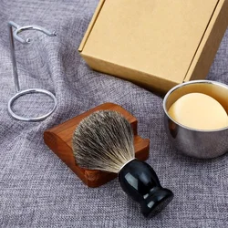 Set portaspazzole da barba 20mm setola di tasso Fine pennello da barba ciotola portasapone per uomo barbiere Kit da barba bagnata strumenti 5 opzioni