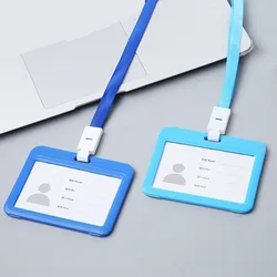 Name ID Badge Holder Employee's Pass Work Card Cover Sleeve for Staff Workers Working Permit Case with Lanyard Neck Strap