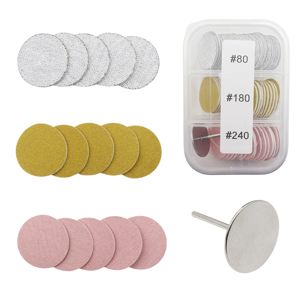 

60 PCS 25mm Sanding Paper Discs with Metal Nail Drill Bit, 80#180#240# Grit Foot File Replacement Sandpaper Discs for Nail Drill