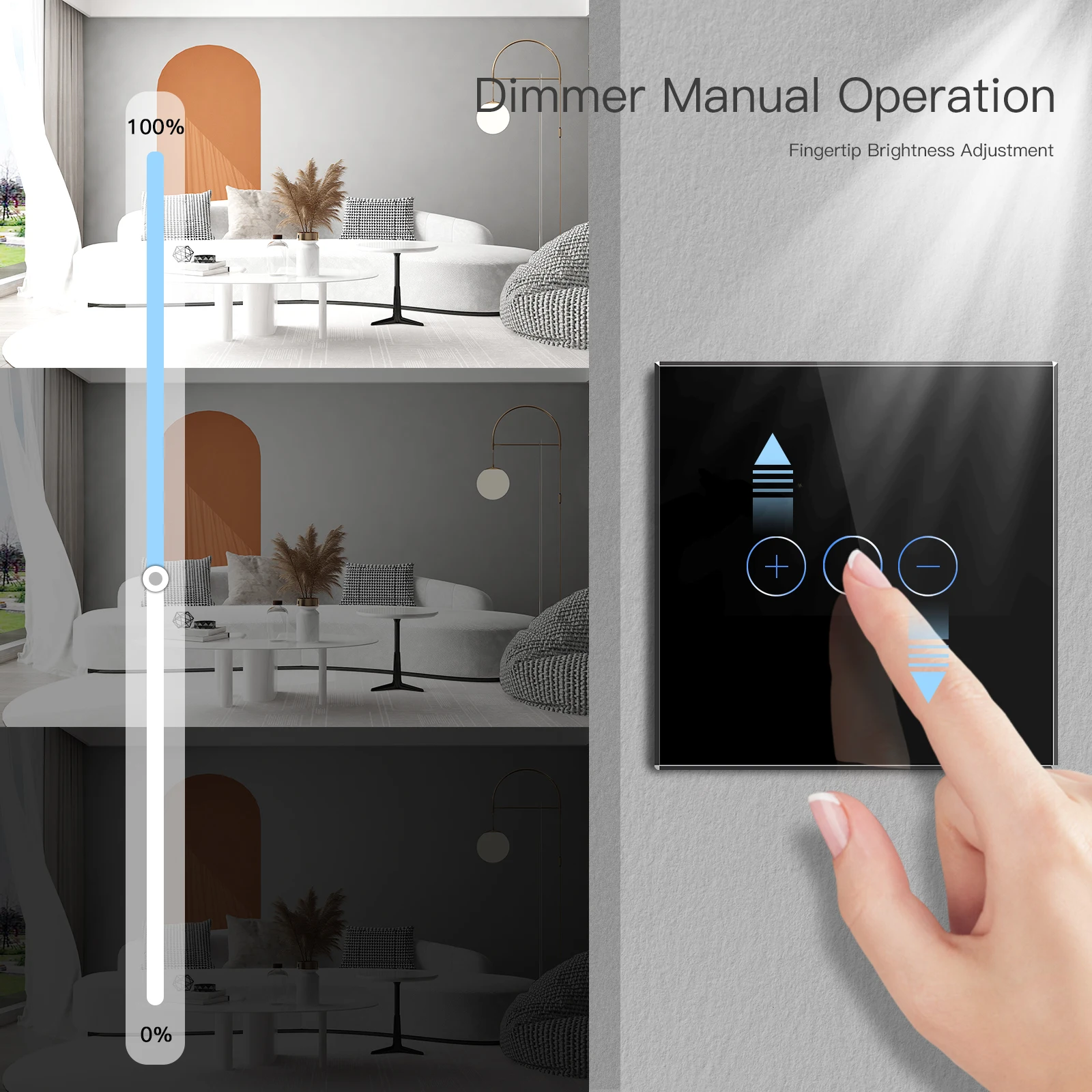Bseed EU Standard Touch Sensor Dimmer Switch 1Gang 1Way Crystal Glass Dimmable LED Light Switches Home Dimmer Wall Switches