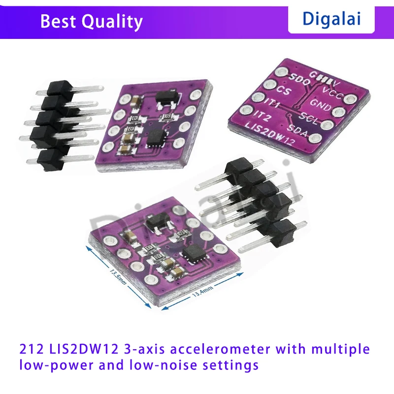 212 LIS2DW12 3-axis accelerometer with multiple low-power and low-noise settings