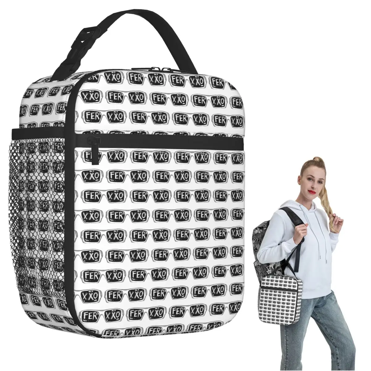 

Ferxxo Glasses - Feid Logo Classic Sticker Insulated Lunch Bag for Women Children Portable Food Boxes Thermal Lunch Box Tote