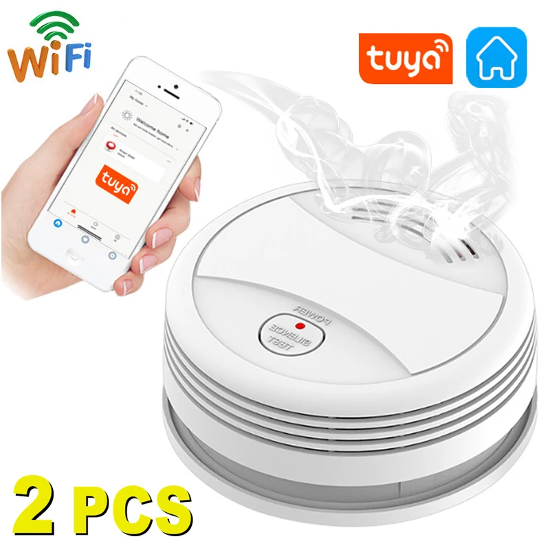 

WiFi Smoke Detector Alarm Tuya Home Fire Protection Smoke Detector Smokehouse Combination Fire Sensor Home Security Firefighters