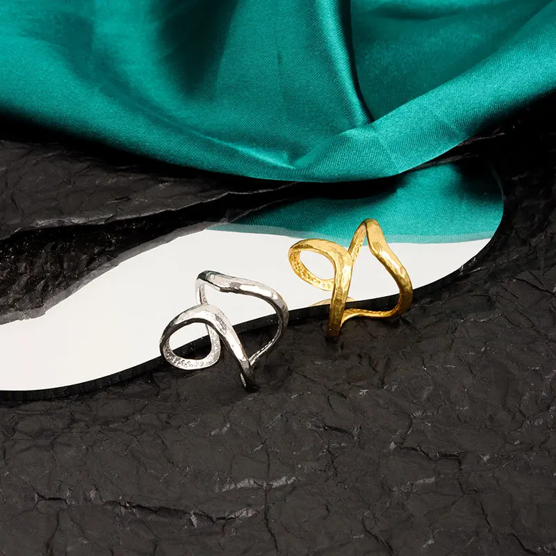 

Широкое кольцо из стерлингового серебра 925 пробы с двойной неровной линией, геометрическое, для женщин, простое, модное, романтичное, очаровательное, ювелирные украшения, аксессуары