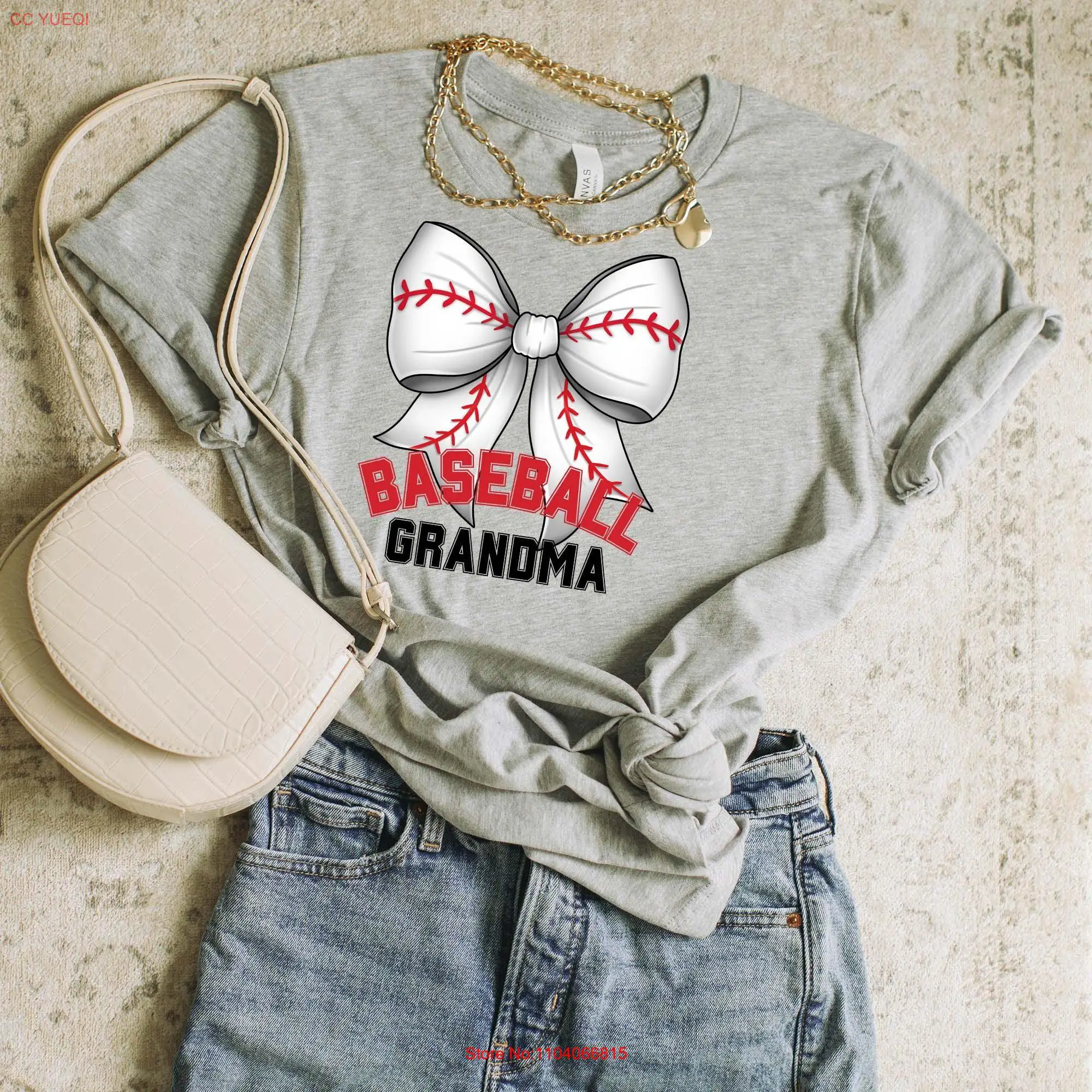 تي شيرت Grandma Baseball تي شيرت Coquette Bow Game Day Fall Season بأكمام طويلة أو قصيرة
