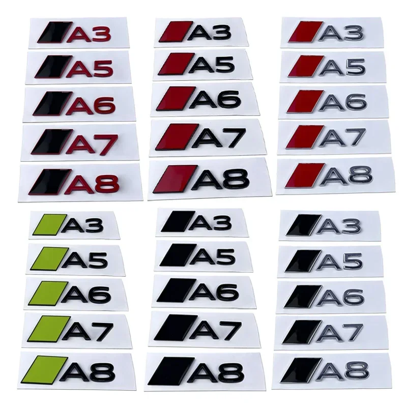 Metal Rear Badge for Audi A6 A7 A3 A5 A8 Logo Letter Stickers Trunk Emblem Car Side Decals Auto Refitting Decoration Accessories