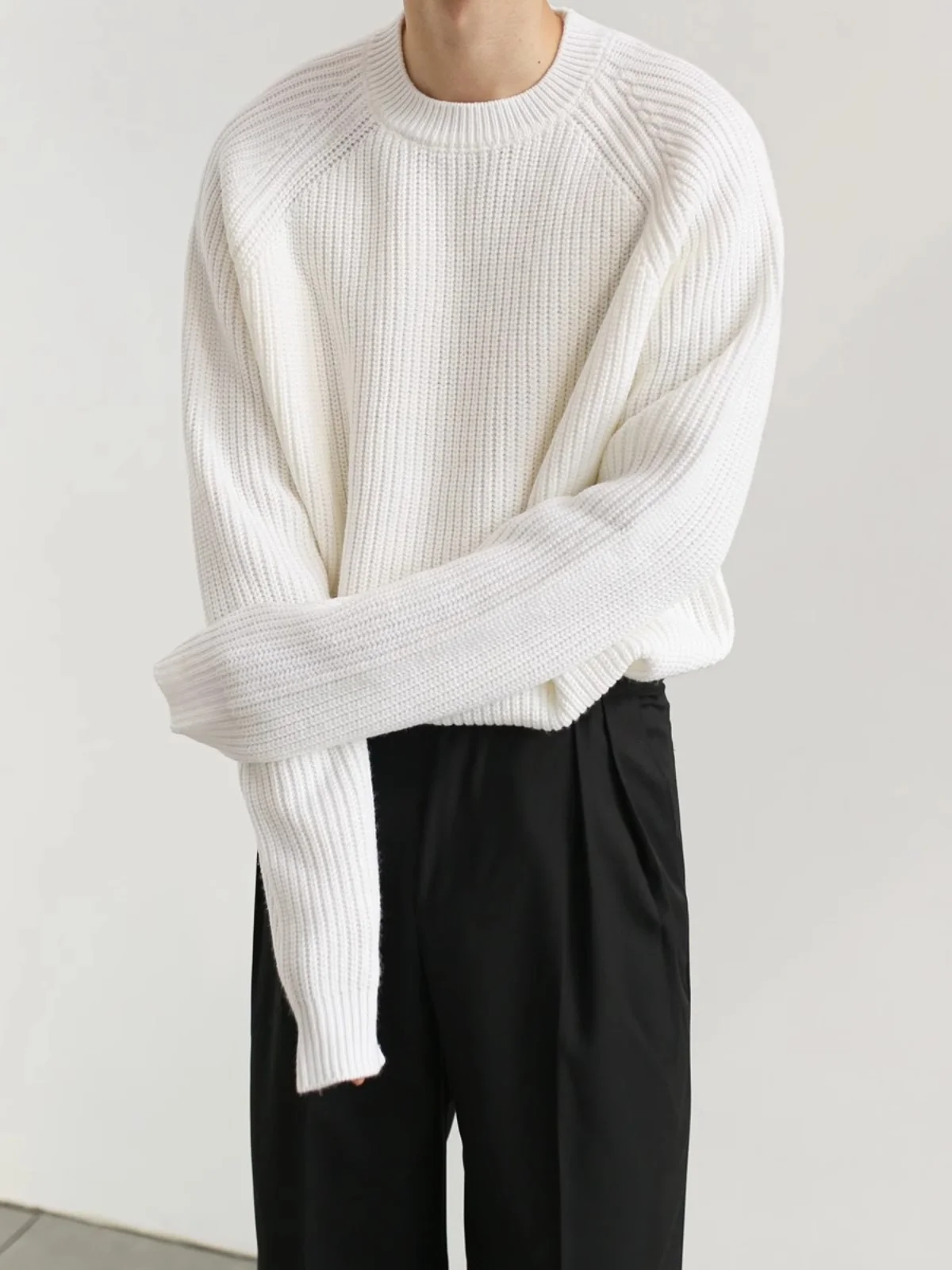 

Casual round Ne Men's Knitted Sweater Loose Fit Autumn Winter Faion Basic Long Sve Youthful Color Turtlene Top