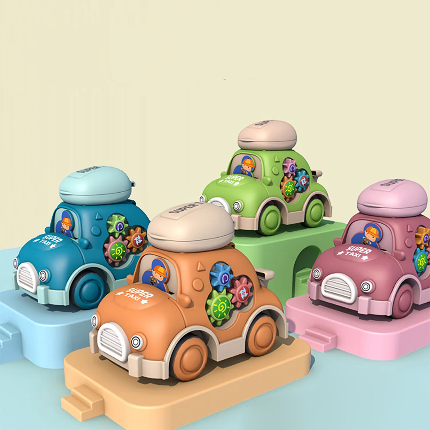 

Children's toy car, cartoon cute inertia car, multifunctional storage car, rotating and swinging gear toy