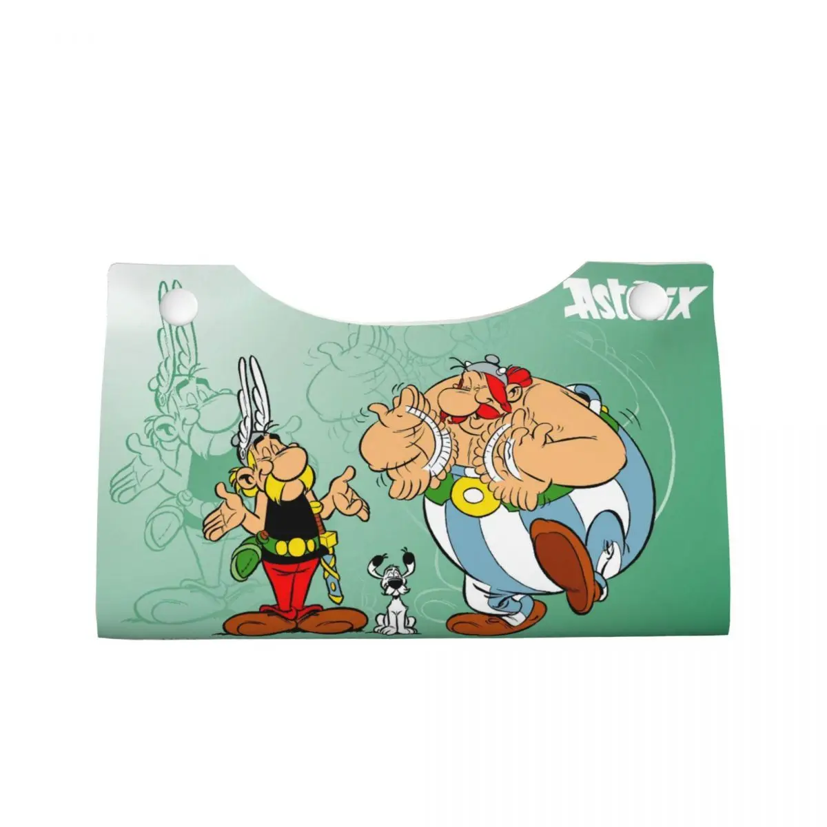 Custom Asterix And Obelix Adventure Comic Facial Tissue Box Cover Rectangular Dogmatix PU Leather Tissue Box Holder for Toilet