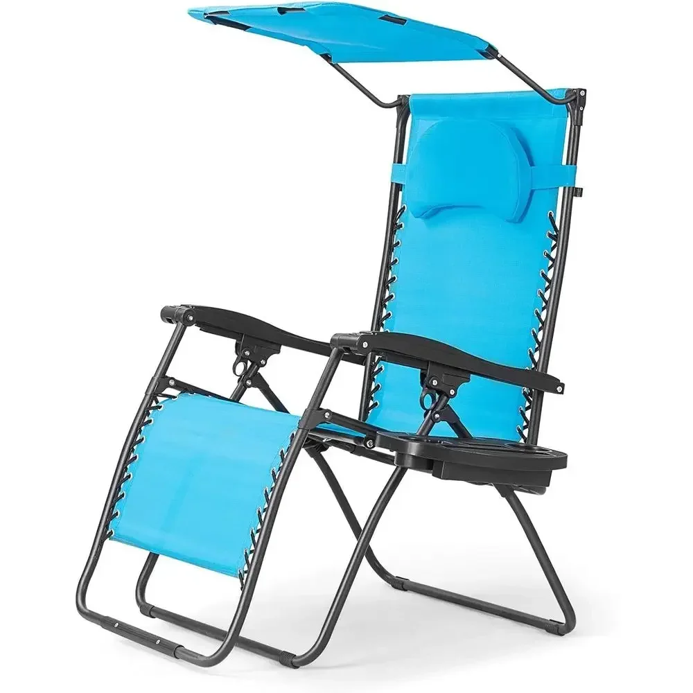 Blue Zero Gravity Outdoor Patio Recliner, Poolside Lounge Chair