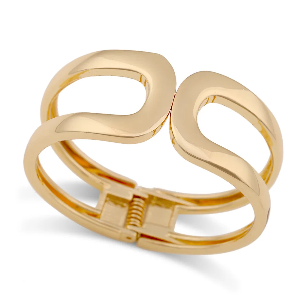 KMVEXO مبالغ فيها السلس غير النظامية واسعة الربيع أساور للنساء الهيب هوب الشرير المعادن هندسية الكفة سوار للنساء أساور #6