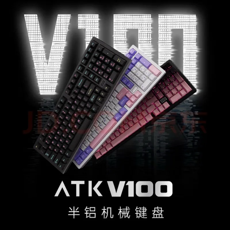 

ATK V100 Mechanical Keyboard CNC Aluminum Top Cover Tri-mode Wireless/Bluetooth RGB Gasket Structure Ergonomic Gaming Keyboard