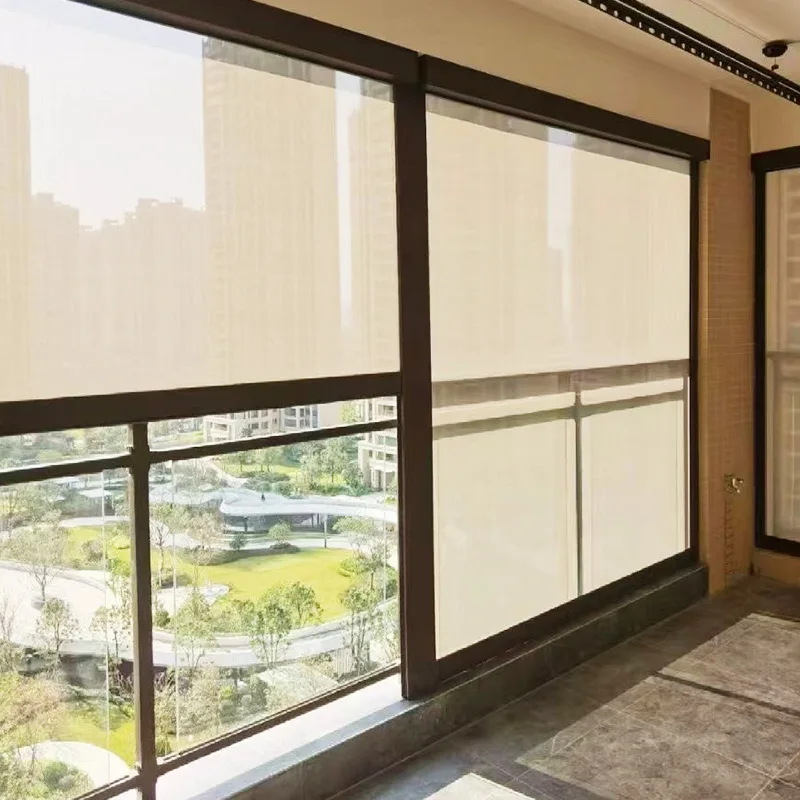 

Intelligent Outdoor Waterproof Light-Blocking Curtain Balcony Windproof Roller Shutter Sun Rain Mosquito Prevention Valance