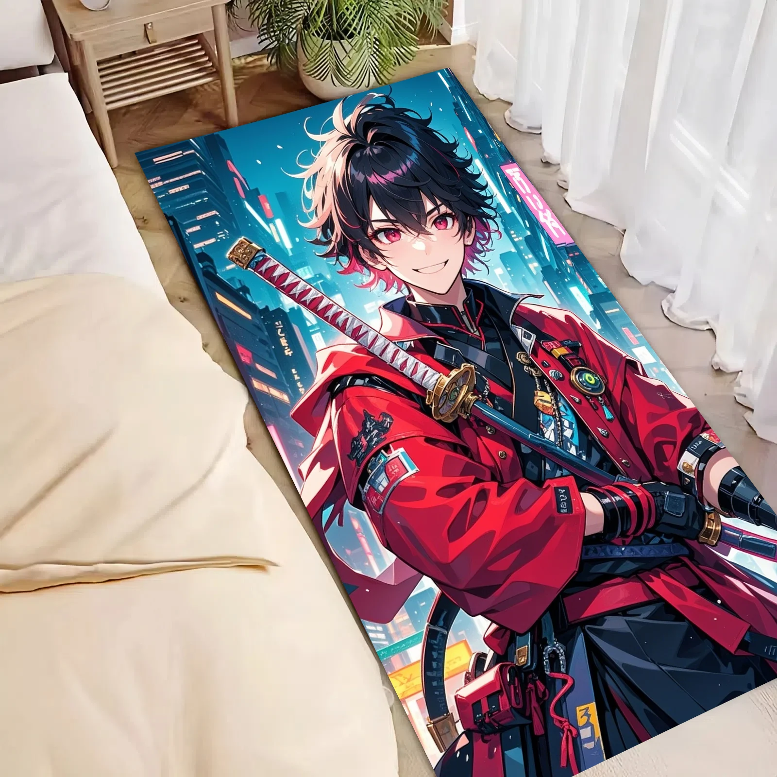 Entrance Doormat Custom Two-dimensional Japanese Anime Character Entrance Mat Personalized Bedroom Bedside Floor Mat  Room Decor