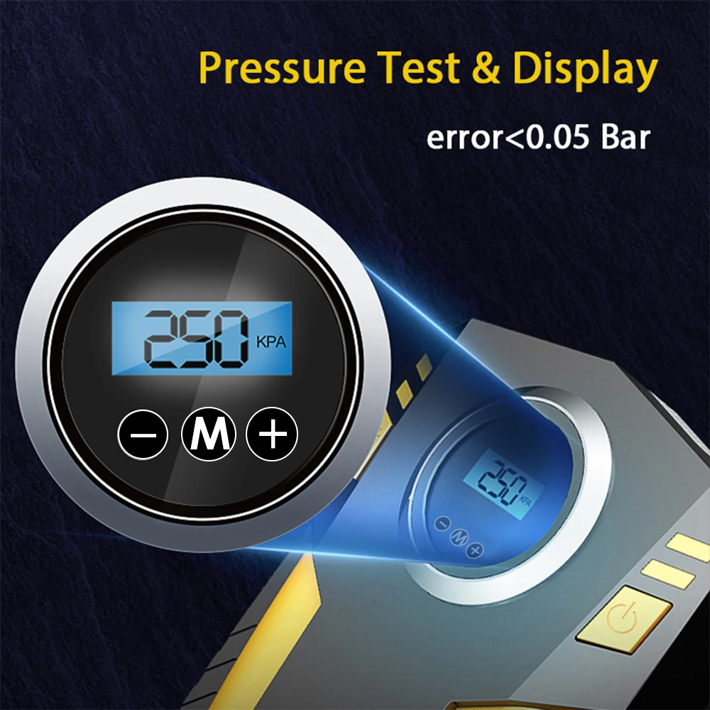 Digital Air Compressor for Car Auto Pump Portable Tire Inflator with LED Light DC 12V