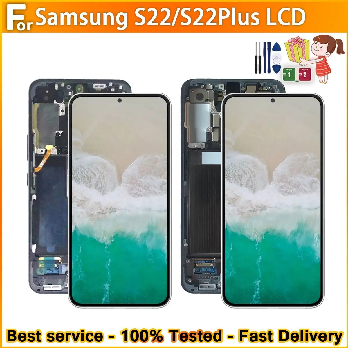 AMOLED For Samsung Galaxy S22 LCD S901B S901B/DS S901U Display Touch Screen Digitizer For Samsung S22 plus LCD S906B S9060