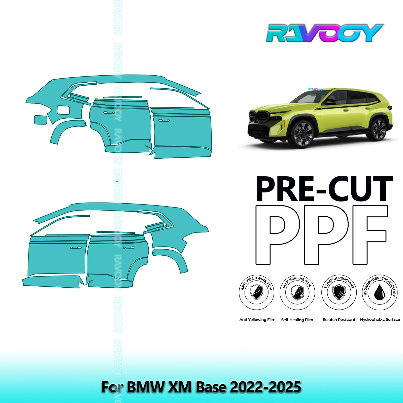 

For BMW XM Base 2022-2025 8.5mil Clear Matte Pre-Cut PPF Door & A/B Pillar Kit TPU Paint Protection Film Set