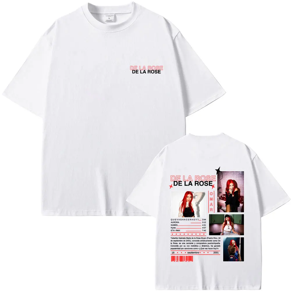 المغني دي لا روز ألبوم الجرافيك تي شيرت الرجال النساء الملابس الهيب هوب موضة المتضخم تي شيرت للجنسين خمر المتضخم تي شيرت #2