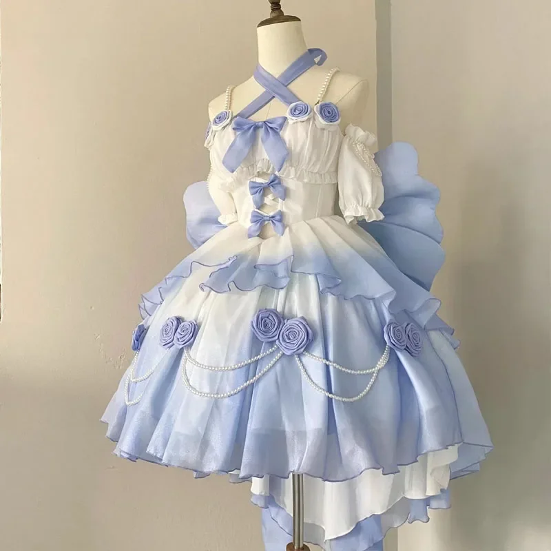 Vestido de fiesta de boda Y2k Lolita, vestido Vintage elegante estilo Lolita para mujer, bonito vestido Kawaii de encaje con volantes, vestidos de princesa Coaplay góticos