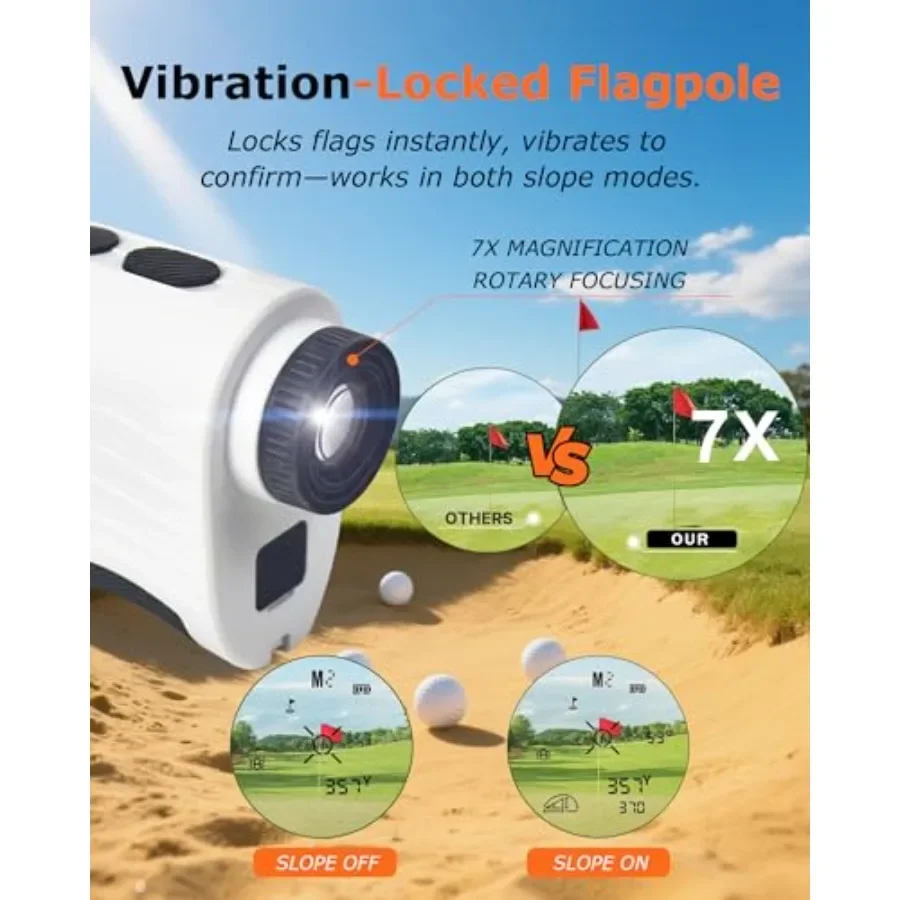 Telemetro da golf con pendenza per la misurazione della distanza di precisione fino a 1200 iarde in caratteristiche di scenari di golf e caccia all'aperto