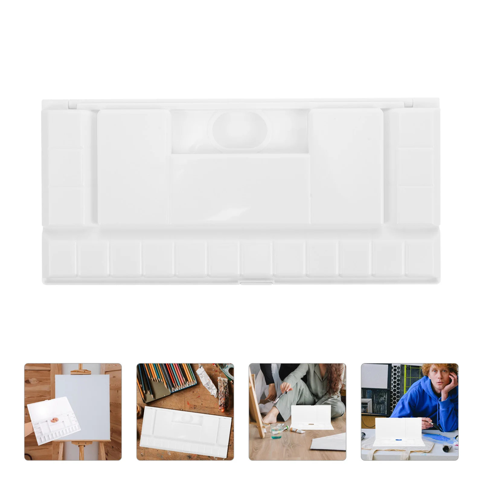 

Watercolor Pigment Box Lightweight Plastic Painting Color Mixing Tray for Artist Travel Portable Watercolor Paint Pan