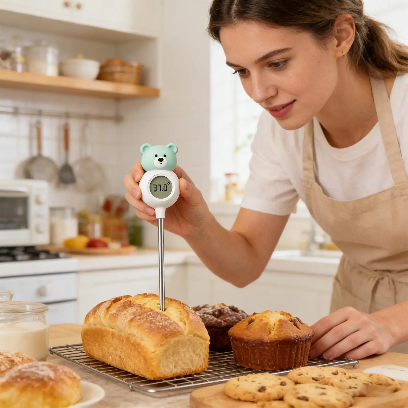 Cooking Temperature Gauge Instant Read Long Probe Meter Waterproof Meat Temperature Gauge For Outdoor Frying Cooking Grilling