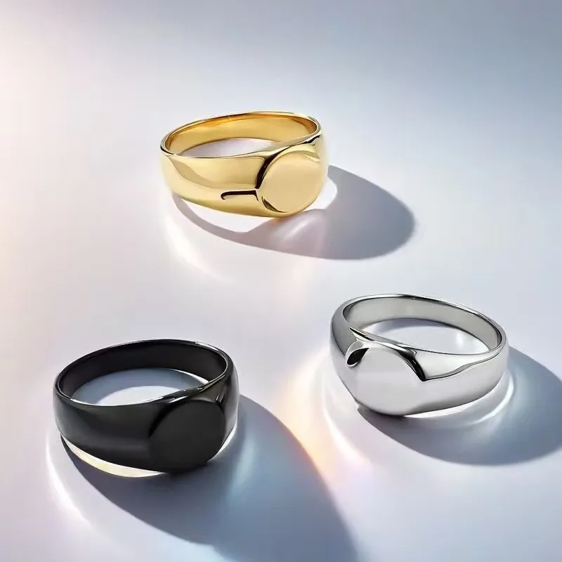 A new InS-style simple and fashionable round smooth electroplated 18K eco-friendly alloy ring
