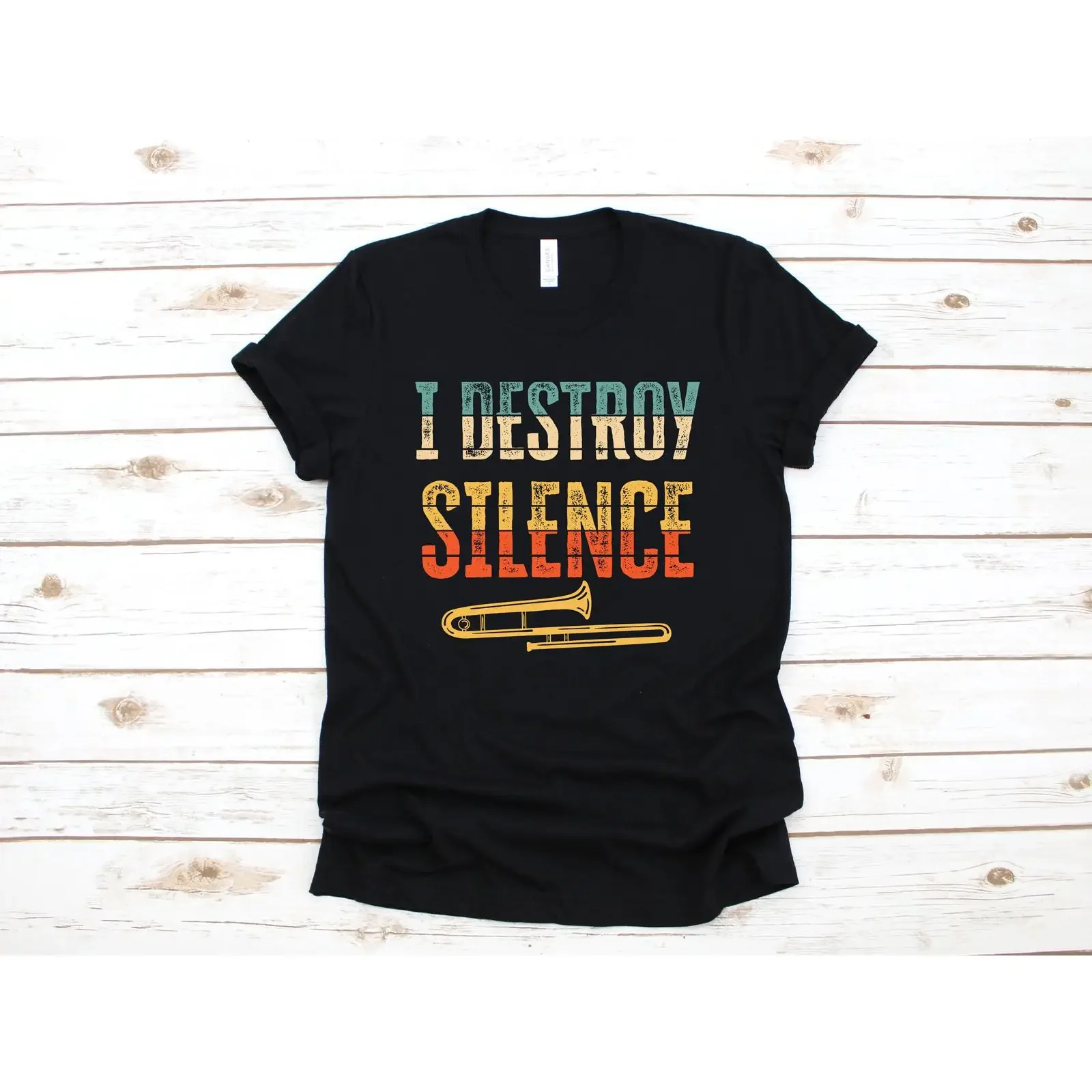 Funny Trombone T Shirt I Destroy Silence Band SweaT Long Sleeve Kids Apparel  vintage Washed designer clothes fashion