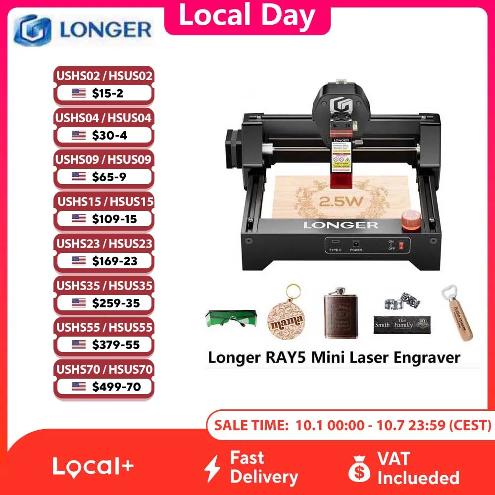 LONGER RAY5 Mini 2.5W / 3.5W Laser Engraver 0.04mm Laser Spot Touch Screen Engraving Cutting Machine Working Area 130*140mm WIF